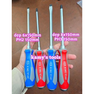 Tua vít đóng bake dẹp Kingtony 6mm 14610206 14626506 hoặc 8mm 14610306 14620806 dài 150mm bán lẻ từng cái