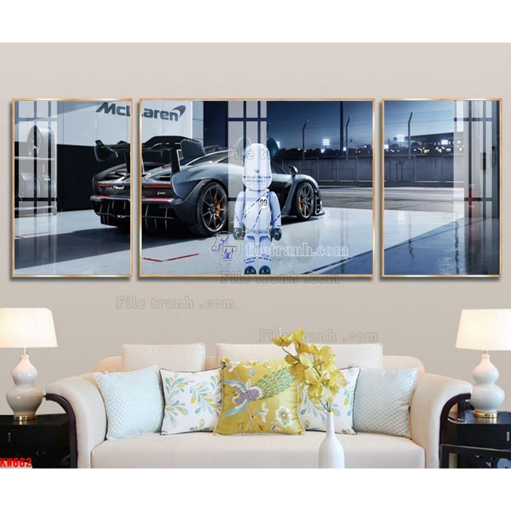 Bộ 3 tranh tráng gương Gấu Bearbrick. trang trí phòng khách, phòng ngủ, Bida, game