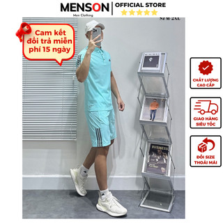 Set thể thao nam Adidas cao cấp vải thun lạnh phom dáng đẹp Menson MH4-989 Set Adidas nam cộc tay mùa hè 2024