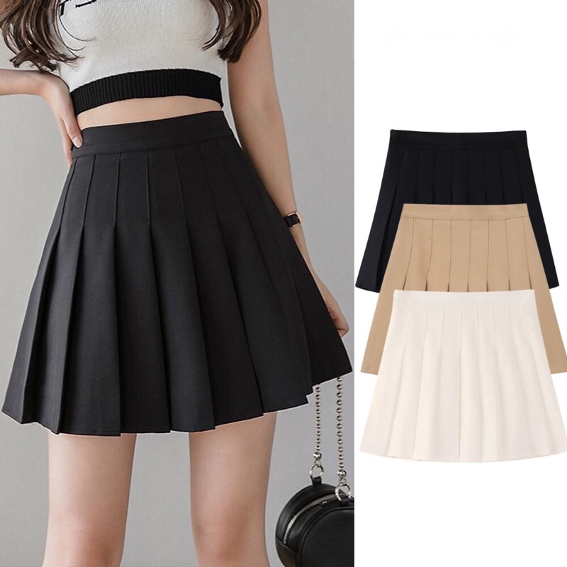 Chân váy tennis xếp ly lưng cao 4 màu đen, trắng,ghi , nâu