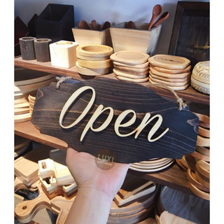 Hcm | bảng gỗ treo cửa 2 mặt open/close luxi decor hcm