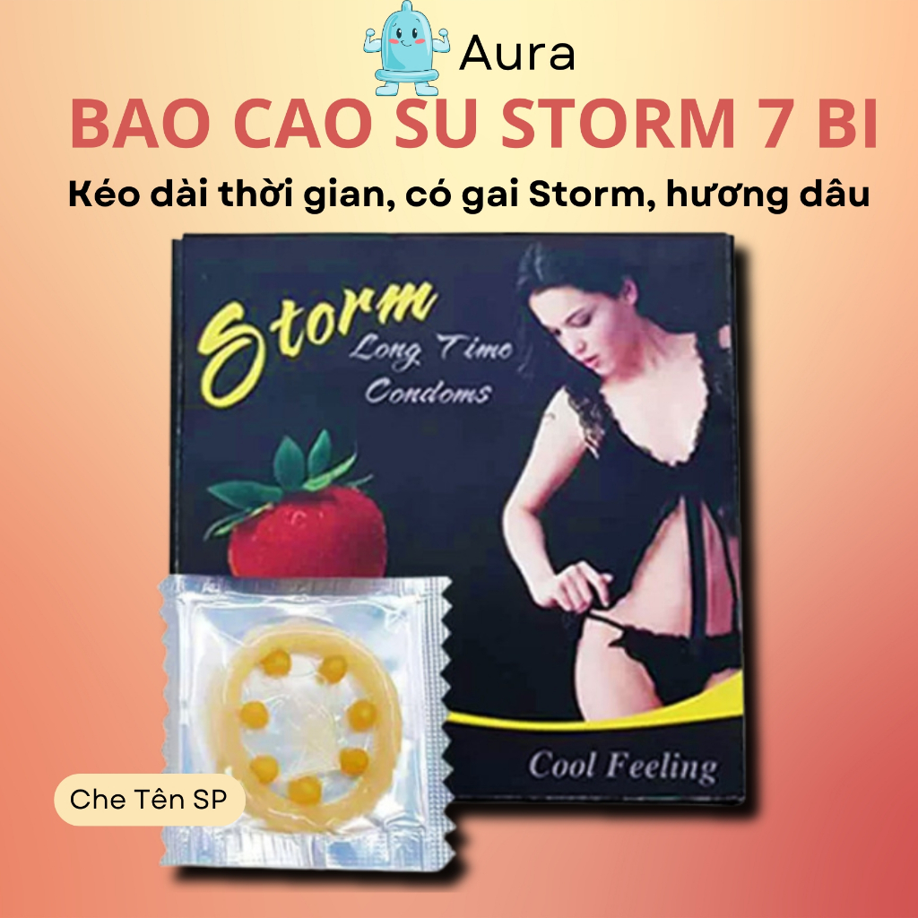 Combo 10 hộp Bao cao su bi STORM Bcs 7 bi lớn có gai toàn thân Tăng khoái cảm