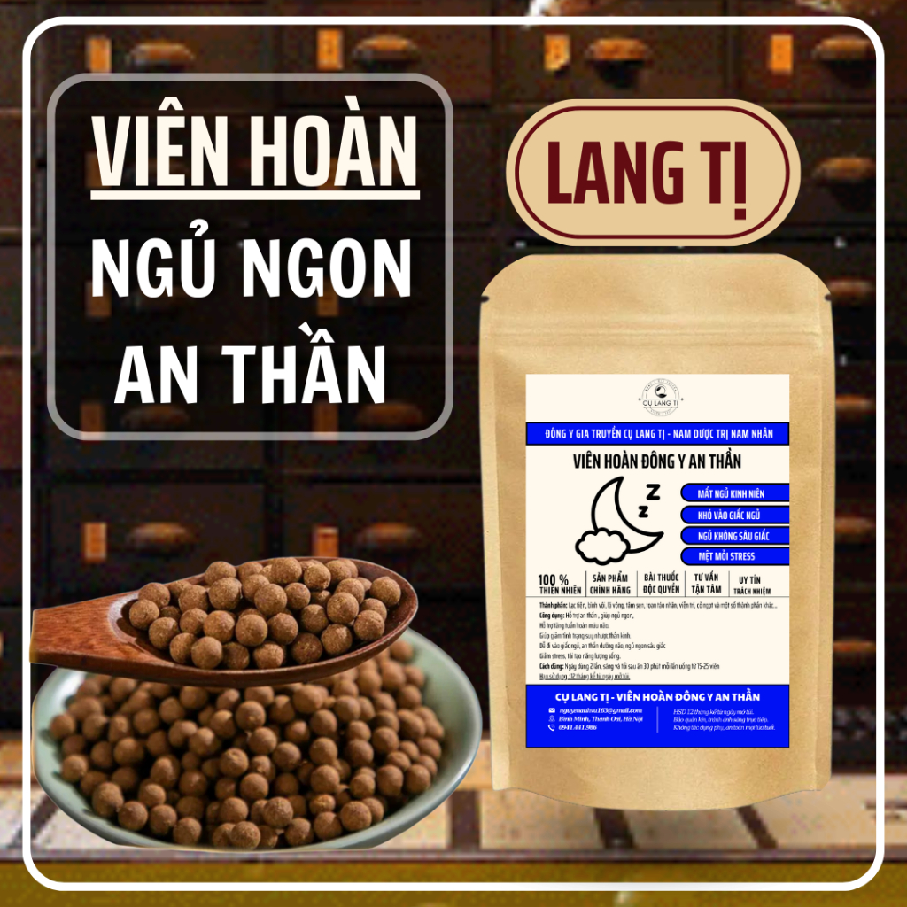 Viên An Thần Ngủ Ngon - Cụ Lang Tị - Mất Ngủ,Giúp Ngủ Ngon -Thành phần Tâm Sen, cây Xấu Hổ