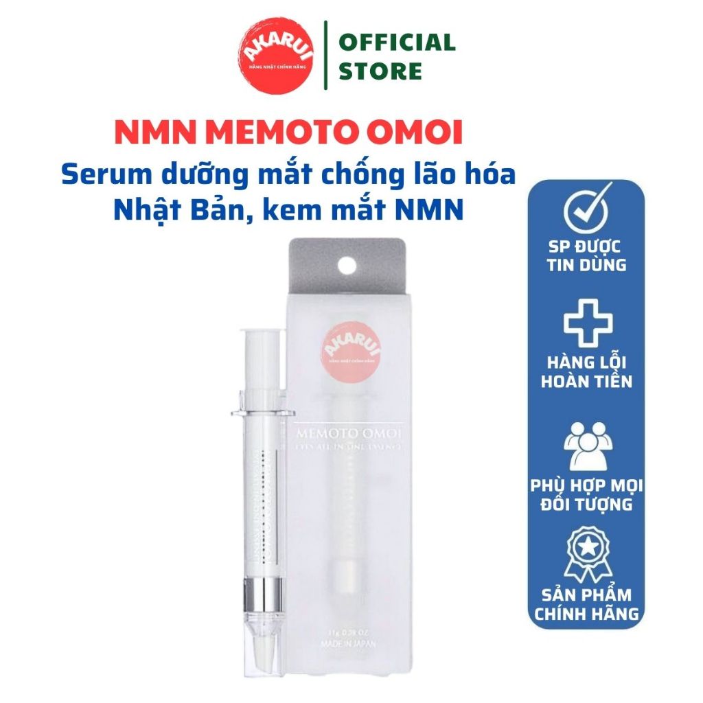 Serum dưỡng mắt chống lão hóa NMN Memoto Omoi Nhật Bản, kem mắt NMN chính hãng