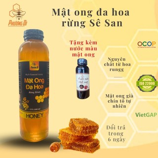 Mật ong đa hoa 500 ml Phương Di tặng 1 bịch chuối sấy dẻo 30k