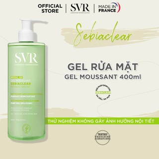 Gel rửa mặt không có xà phòng, làm sạch, loại bỏ tế bào da chết SVR SEBIACLEAR GEL MOUSSANT 400ml