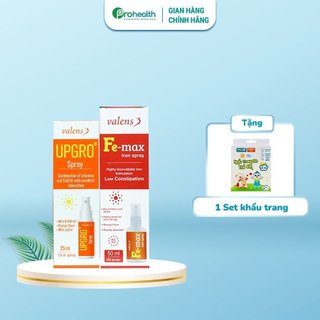 Combo upgro spray bổ sung vitamin tổng hợp và sắt fe-max iron spray dạng xịt