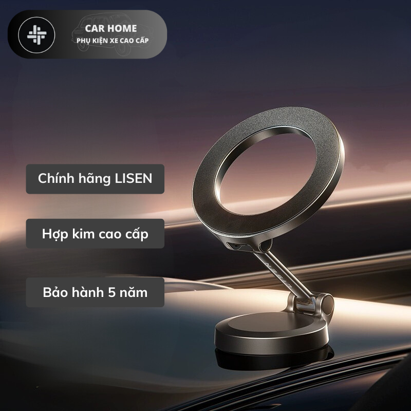 Giá Đỡ Điện Thoại Trên Ô Tô Chính Hãng LISEN Bằng Kim Loại Có Từ Tính Xoay 360 Độ