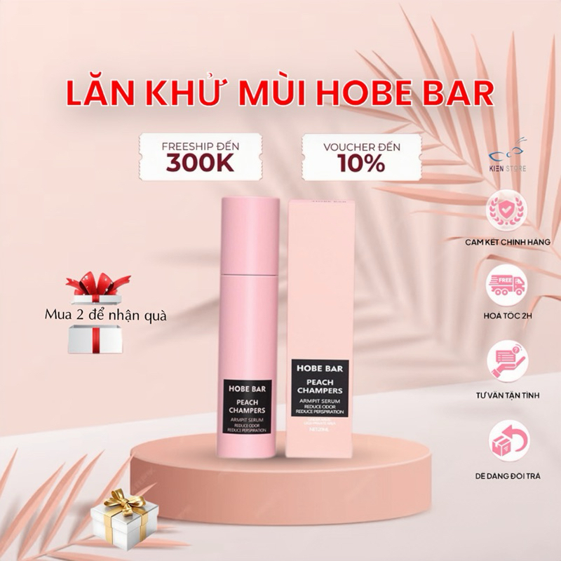 Lăn Khử Mùi Hobebar Hương Đào 20Ml Ngăn Tiết Mồ Hôi, Khử Mùi, Dưỡng Da Sáng Mịn Và Khô Thoáng Nhanh