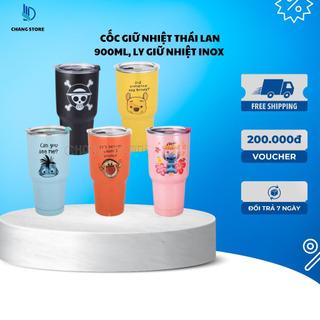 Cốc Giữ Nhiệt Thái Lan 900ml, Ly Giữ Nhiệt Inox + Tặng Bộ Phụ Kiện Ống Hút Tái Sử Dụng ( Gửi màu ngẫu nhiên)