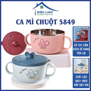 Ca mì 5849 inox hình chuột có nắp chống đổ - nhựa abs + inox cao cấp - kích thước 13cm dieulinhshop