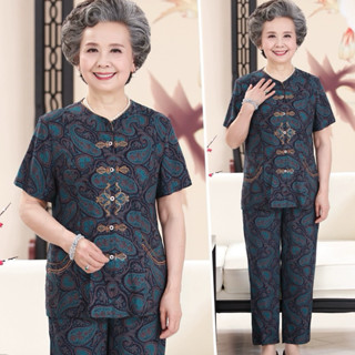 Thời trang trung niên cao tuổi bộ đồ lanh quảng Châu cho các mẹ gầy và béo mập