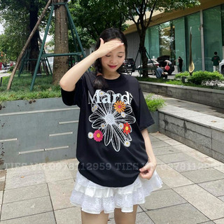 Áo Thun Cotton Nam Nữ MARDI Họa Tiết Hoa Form Rộng Unisex