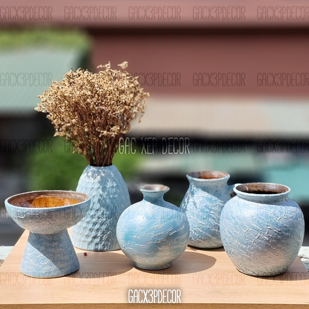Lọ hoa gốm sứ men mộc vân mây - Bát Tràng