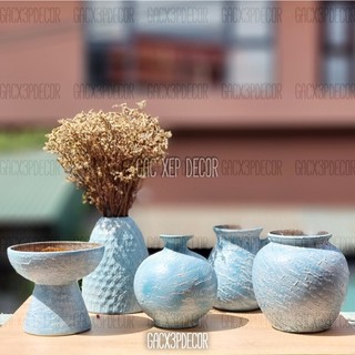 Lọ hoa gốm sứ men mộc vân mây - Bát Tràng