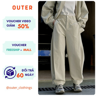 Quần vải gió ống rộng cạp cao out.3r s25, form unisex, hack dáng, vải gió nhăn nhẹ nhập khẩu