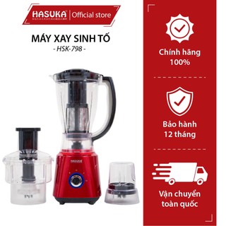 Máy xay sinh tố hasuka hsk-798 3 cối đa năng công suất 350w động cơ mạnh mẽ lưỡi dao inox cao cấp-bh chính hãng 12 tháng