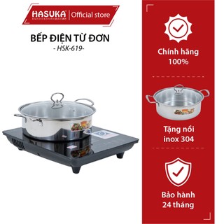 Bếp từ đơn hasuka hsk-619 tặng kèm nồi inox 304, bếp từ đa năng mặt kính bếp từ cao cấp chính hãng - bh 12 tháng