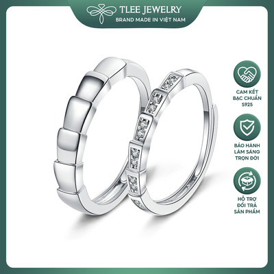 Nhẫn đôi bạc đeo nam nữ TLEE, cặp nhẫn Queen of tears bạc Ý tự điều chỉnh size TLEE JEWELRY