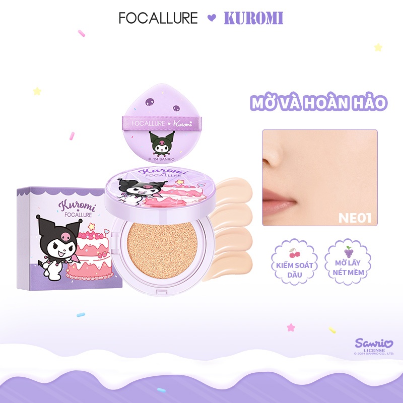 (Focallure X Sanrio) Cushion Kiểm Soát Dầu Che Phủ Tốt 12g