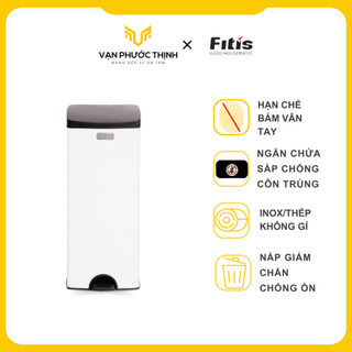 Thùng rác fitis premium -vuông đạp cao - trắng spl1-904 - chính hãng - vạn phước thịnh