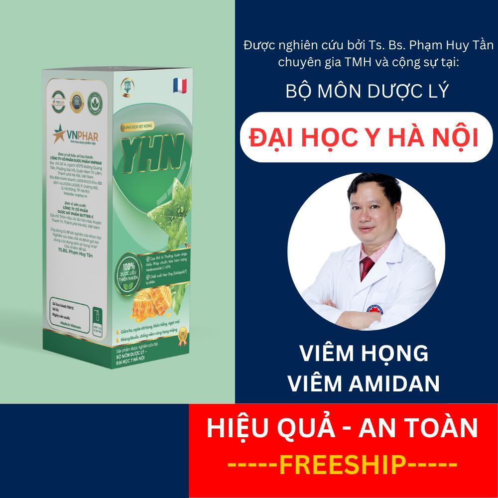 Dung dịch Xịt họng - YHN 20ml giảm ho ngứa rát họng khản tiếng. Nghiên cứu bởi BM Dược Lý - ĐH Y Hà Nội