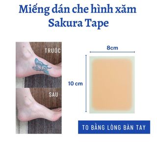 Miếng dán hình xăm cỡ vừa 8x10cm SakuraTape che hình xăm đậm màu, chống nước, nhiều màu da