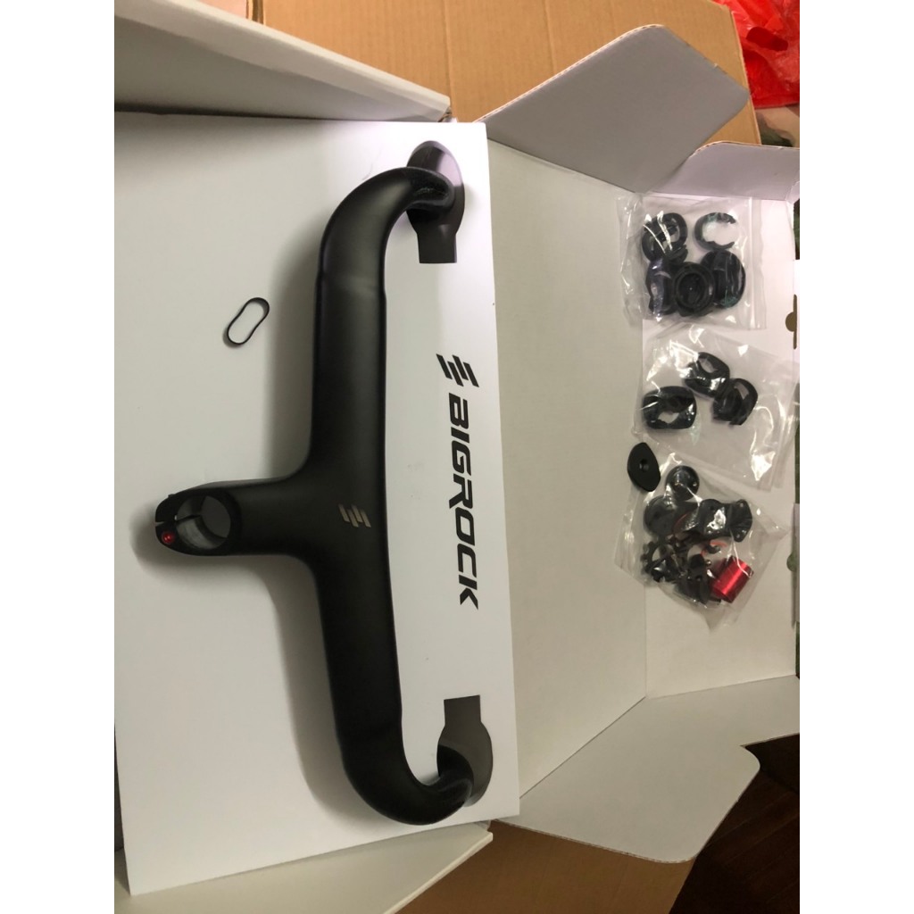 Ghi đông road carbon BIGROCK liền potang 28.6mm/OD2 hàng hộp đủ phụ kiện cho xe đạp