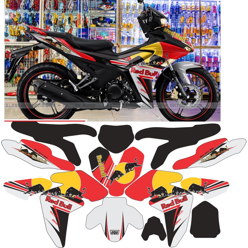 Tem trùm exciter 155 redbull đỏ, tem exciter155, team trùm ex 155, tem xe ex155 samurai đỏ trắng