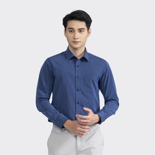 ÁO SƠ MI DÀI TAY NAM ARISTINO MÀU XANH THAN KẺ ALS28502