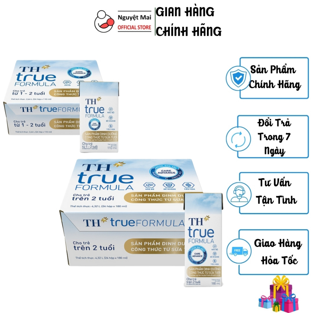 1 Thùng 24 hộp Sữa bột pha sẵn TH True Formula 110ml/180ml - Sữa công thức từ sữa tươi