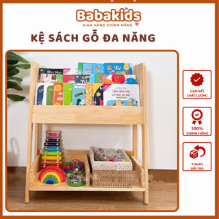 Kệ Sách Chữ A mini Cho Bé, Kệ Đa Năng Để Sách Kèm Ngăn Để Đồ Chơi Bằng Gỗ Thông Phủ Sơn Bóng Cao Cấp