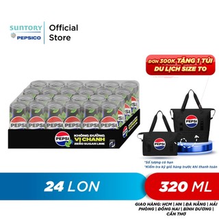 Thùng 24 Lon Nước Uống Có Gaz Pepsi Vị Chanh Không Calo (320ml/lon)