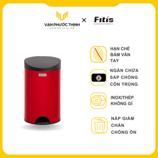 Thùng Rác Fitis Premium - Tròn nhấn thấp Inox mờ - Chính hãng - Vạn Phước Thịnh