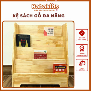 Kệ sách cho bé, kệ giá sách gỗ 4 tầng thiết kế thông minh tiết kiệm không gian