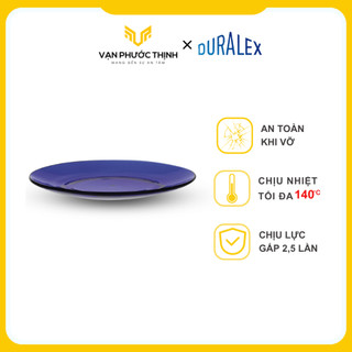Dĩa thủy tinh cường lực cao cấp d3008b - lys xanh saphir 19cm - chính hãng - vạn phước thịnh