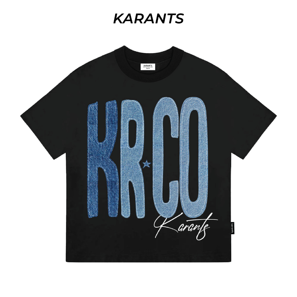 Áo Thun Đắp Vải Jeans Karants Big Logo Local Brand Form Boxy Streetwear Hot Trend - KR127