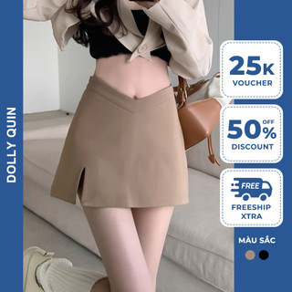 Chân váy chữ v cạp cao ngắn nữ xẻ tà cotton có quần bảo hộ kiểu dáng Hàn Quốc cá tính CV008 Dolly Quin