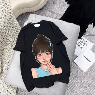 [ ẢNH THẬT ] ÁO THUN COTTON LẠNH QC IN CÔ GÁI XIN CHUẨN HÀNG SHOP FREESIZE <70KG