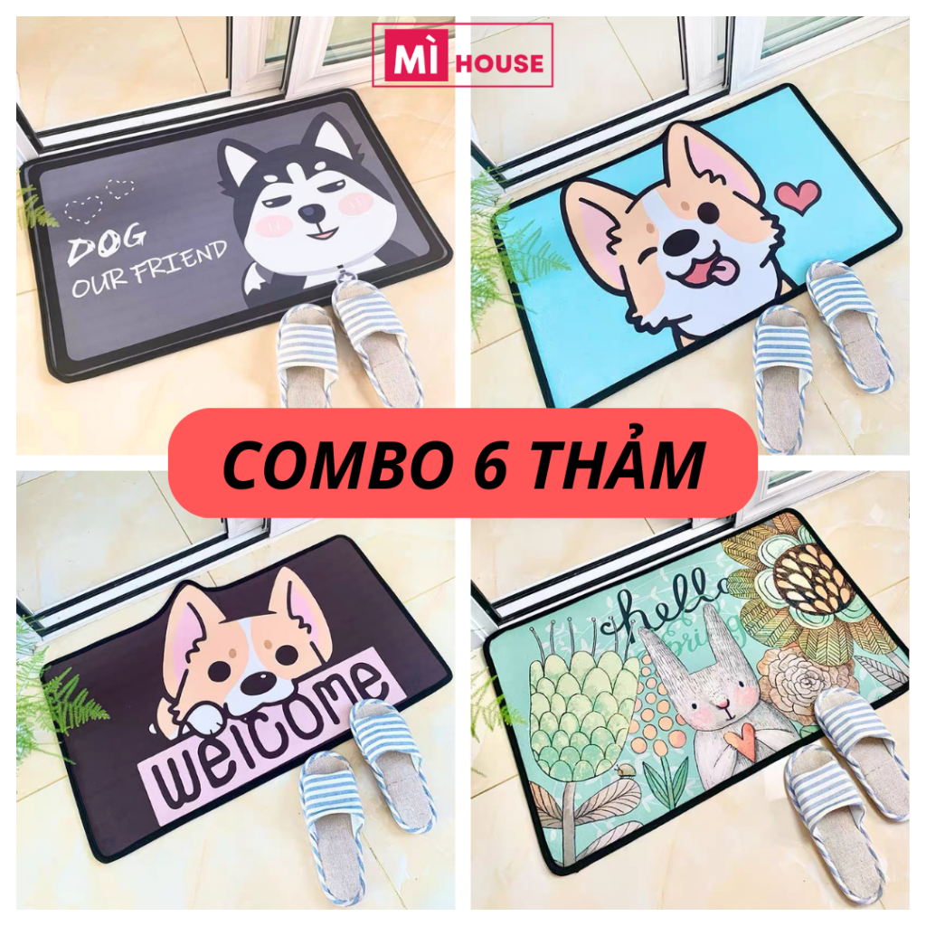 Combo 6 Tấm Thảm Lau Chân Màu Sắc Đáng Yêu, Thảm Chùi Chân Phòng Bếp Phòng Ngủ Phòng Tắm - MÌ HOUSE