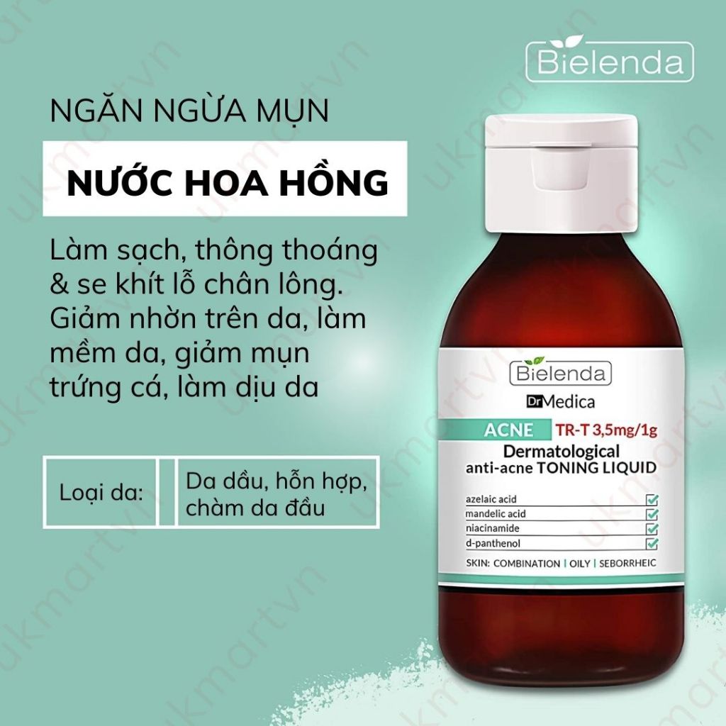 Ảnh 2 của Nước Hoa Hồng Bielenda Dr Medica Anti-acne Dermatological Toning Liquid cho da dầu mụn 250ml