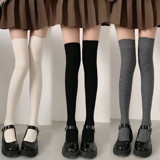 Tất Len Giữ Ấm Cao Qua Gối Họa Tiết Kẻ Sọc Phong Cách Preppy JK
