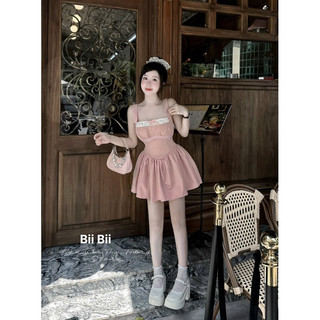 h3/Đầm 2s nơ nhún ngực basic 😘