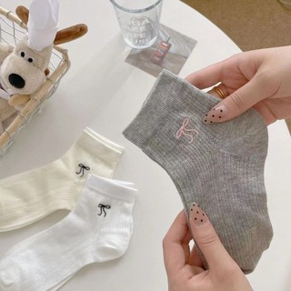 Jk Bow Tất Ngắn Bé Gái Mỏng Ba Lê Phong Cách Miu Nhật Bản Rỗng Ins
