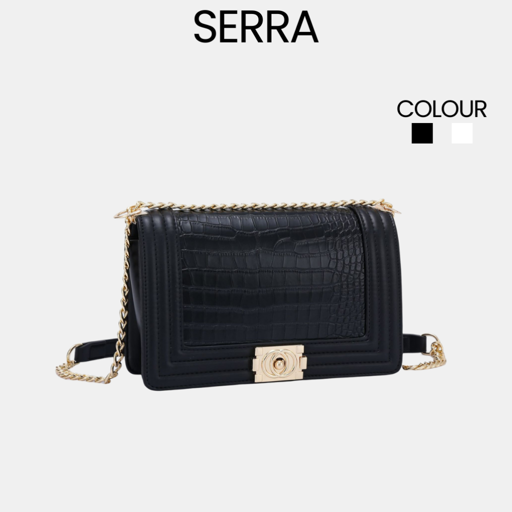 Túi Xách Đeo Chéo Nữ SERRA TX404 Họa Tiết Da Rắn Sang Trọng Phong Cách Lịch Sự Cao Cấp Hai Màu Đen Trắng Kem