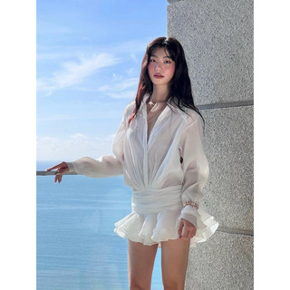 Váy liền sơ mi trắng phong cách
