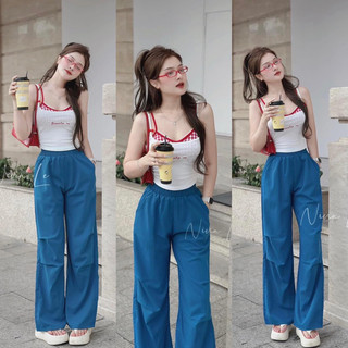 LB76- Combo 3 món, sét áo dây phối áo trong carro có mút ngực, quần à suông dài