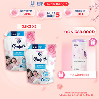 Combo 2 Nước xả vải Comfort Cho Da Nhạy Cảm Túi 3.8L - Phù hợp với cả em bé