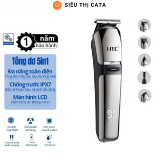 Tông đơ cắt tóc HTC chính hãng, cắt tóc, cạo râu, chấn viền, màn LED hiển thị, đầu sạc USB
