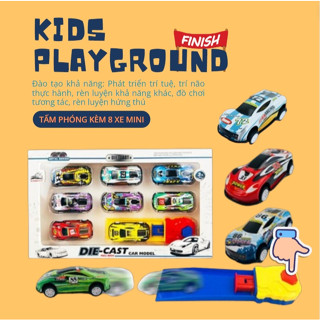 Đồ chơi đua xe kèm tấm phóng T.C.Z. - Bộ 8 xe mô hình xe đua thể thao chạy đà đẩy cho bé trai